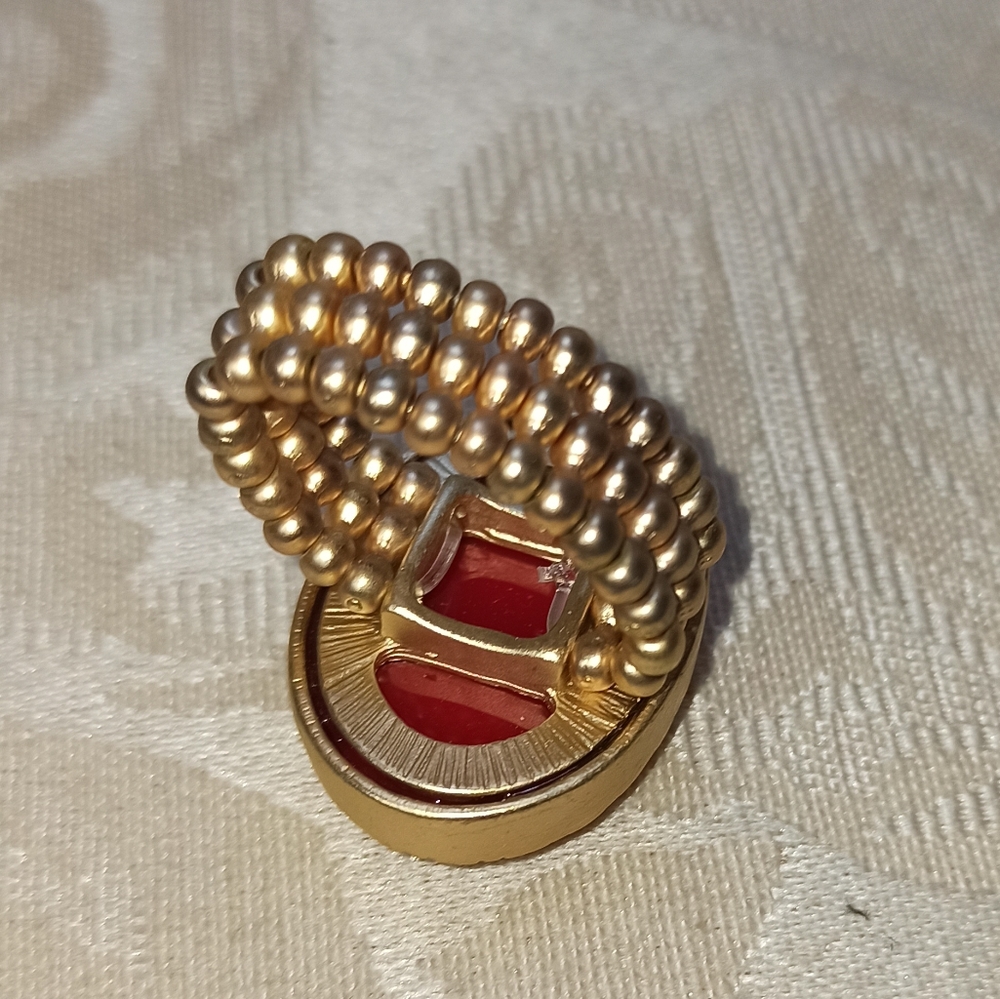 MARLYN SCHIFF Silver Tone Glass Stones Statement Ring NEW - Picture 3 of 6